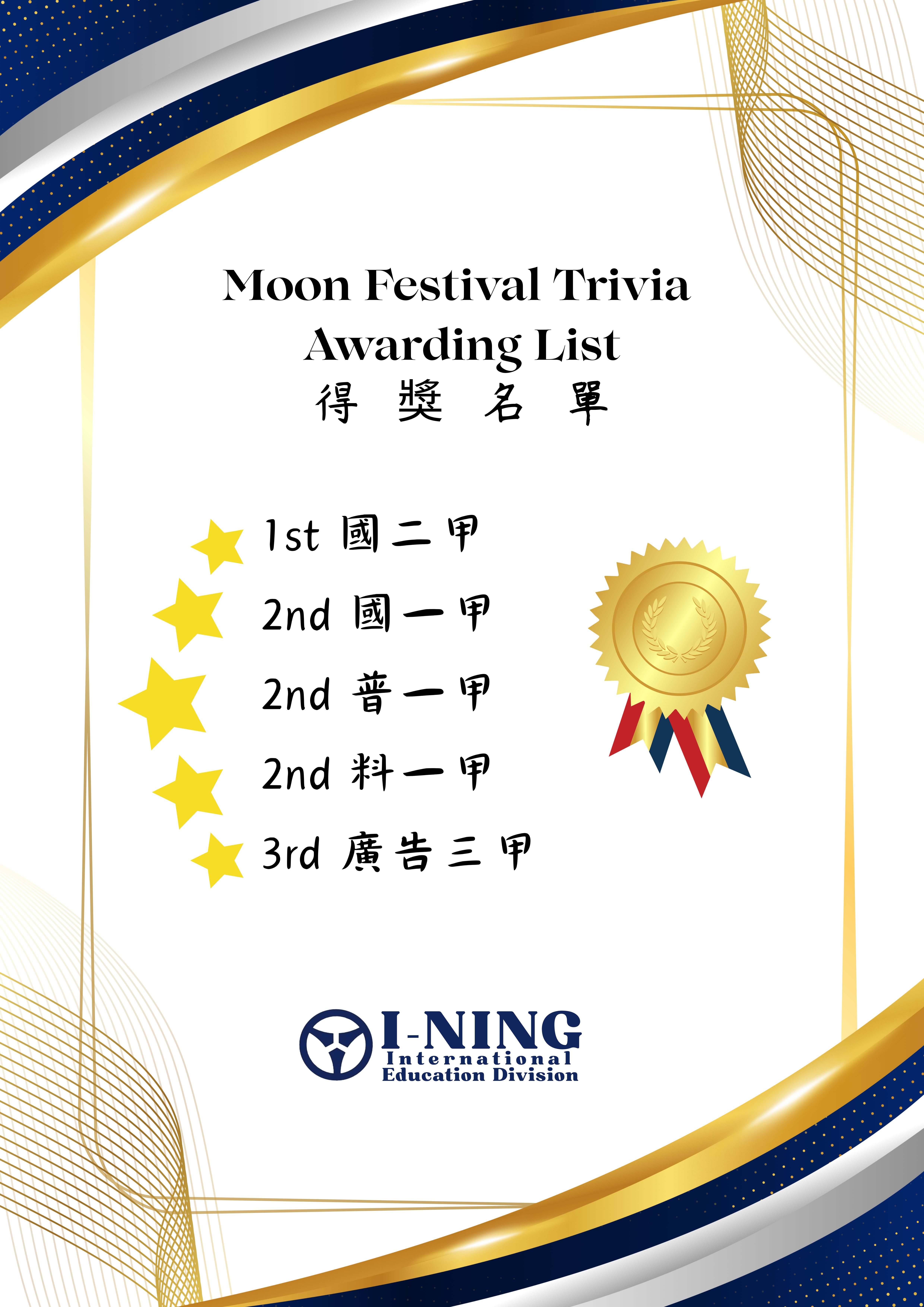 中秋Trivia猜謎得獎名單